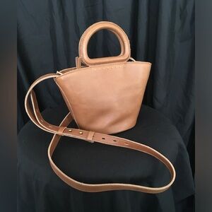Madewell Brown Leather Crossbody Mini Tote Bag with Top Handle